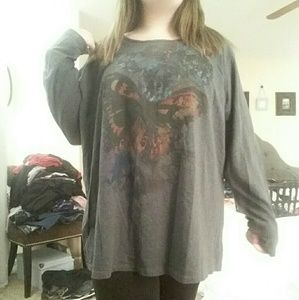 JMS Dark Grey Long Sleeve Shirt W/Butterflies